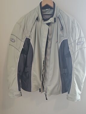 Womens Tour Master Trinity‎ Moto Jacket Light Gray Performance Sz Lg